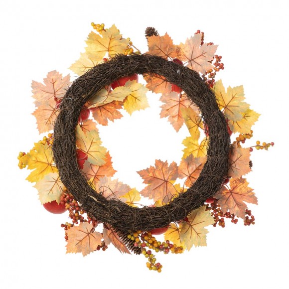Glitzhome Glitzhome 24"D Apple Berry Leaf Wreath