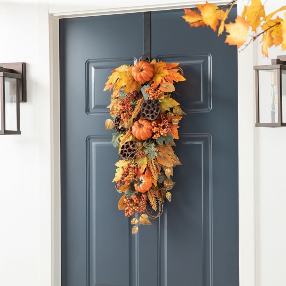 Glitzhome Glitzhome 25"H Fall Pumpkin Leaf Swag