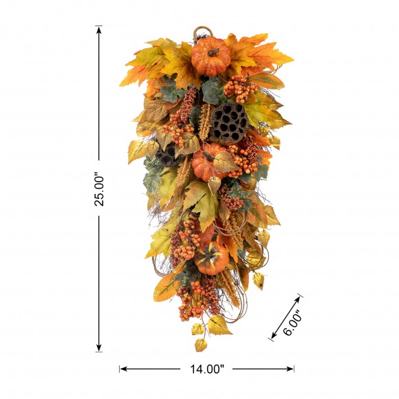 Glitzhome Glitzhome 25"H Fall Pumpkin Leaf Swag
