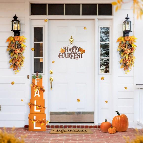 Glitzhome Glitzhome 25"H Fall Pumpkin Leaf Swag
