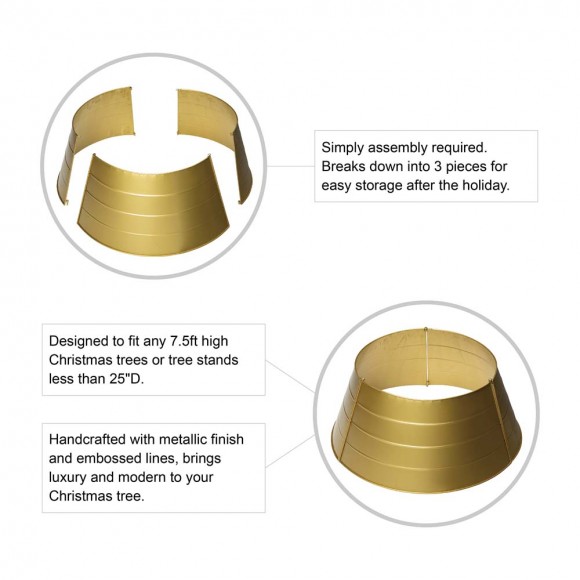 Glitzhome Glitzhome 26"D Gold Metal Tree Collar