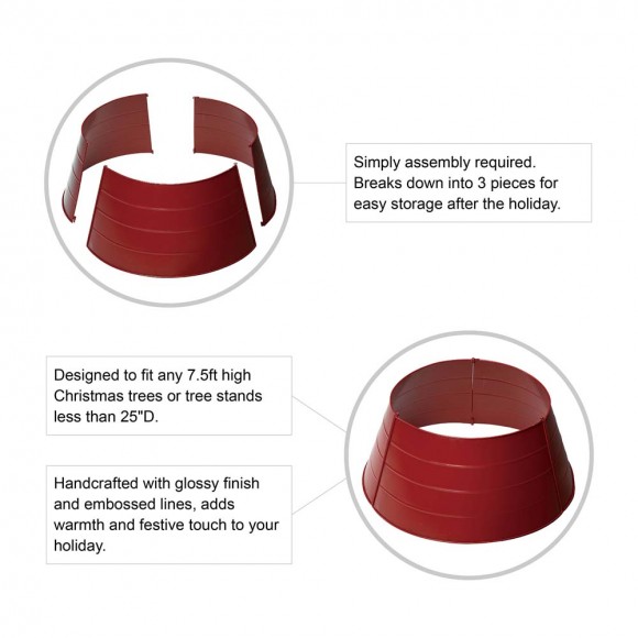 Glitzhome Glitzhome 26"D Red Metal Tree Collar