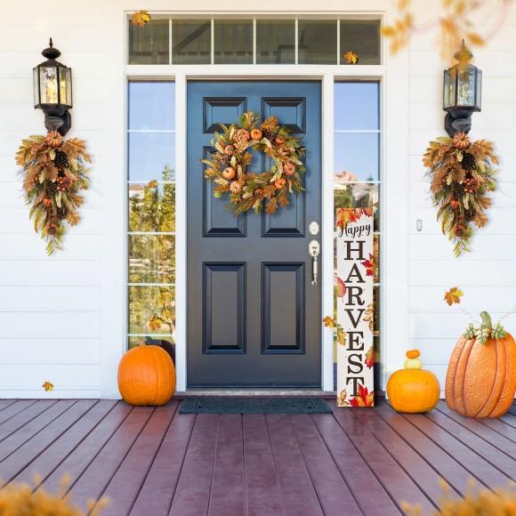 Glitzhome Glitzhome 27"H Fall Pumpkin Leaf Swag