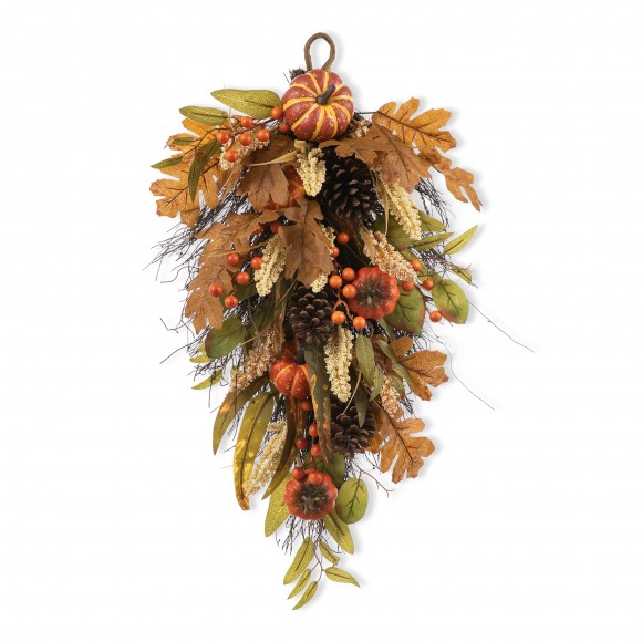 glitzhome Glitzhome 27"H Fall Pumpkin Leaf Swag