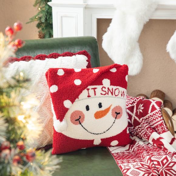 Glitzhome Glitzhome 2pk Hooked 3D Snowman Pillow