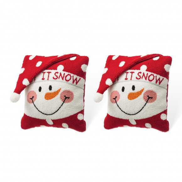 glitzhome Glitzhome 2pk Hooked 3D Snowman Pillow