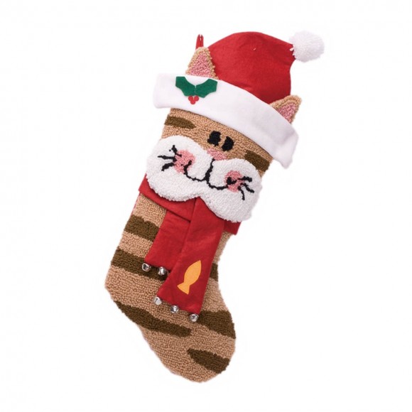 Glitzhome Glitzhome 2PK Hooked Stocking 3D Cat