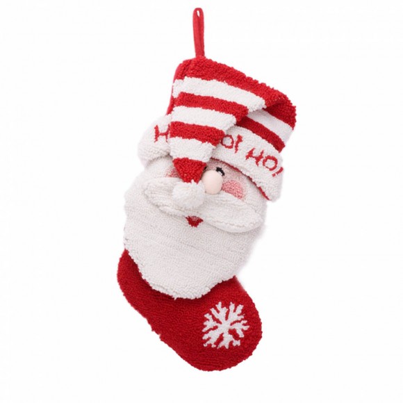 Glitzhome Glitzhome 2PK Hooked Stocking 3D Santa