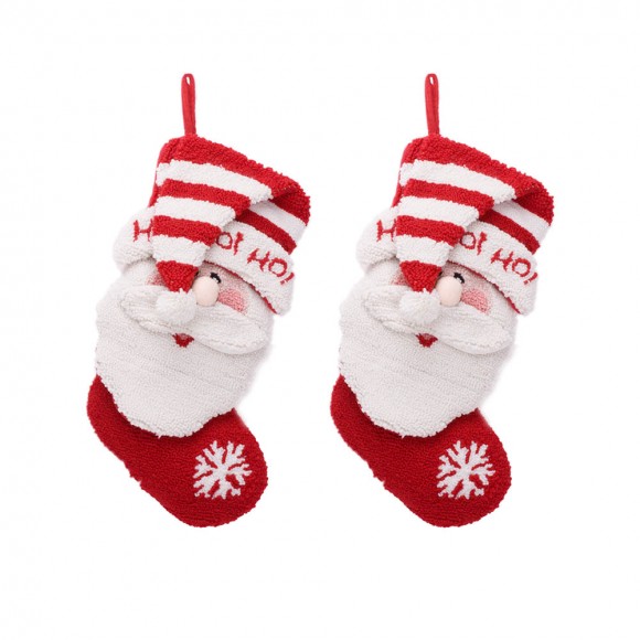 glitzhome Glitzhome 2PK Hooked Stocking 3D Santa