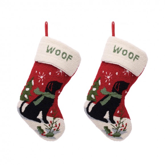 glitzhome Glitzhome 2PK Hooked Stocking Dog