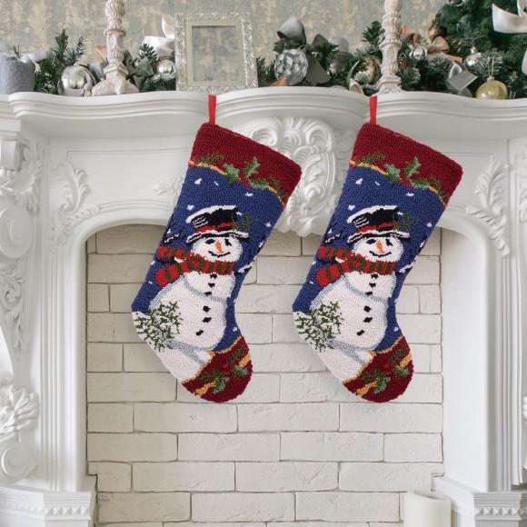 Glitzhome Glitzhome 2PK Hooked Stocking Snowman
