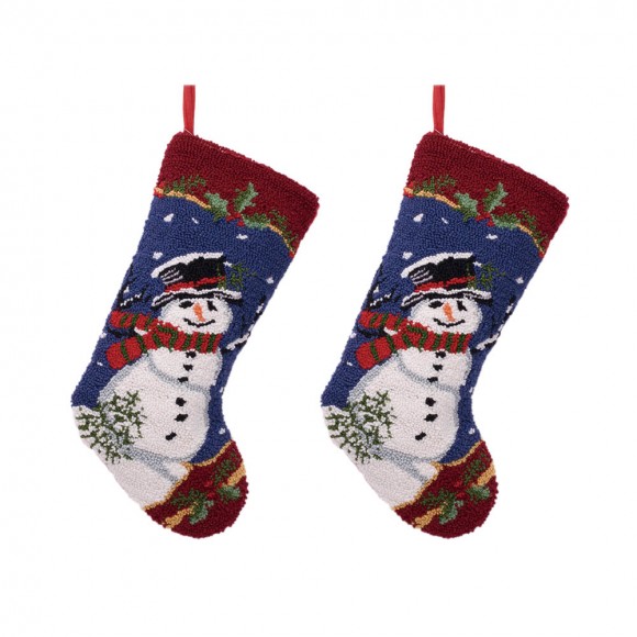 glitzhome Glitzhome 2PK Hooked Stocking Snowman