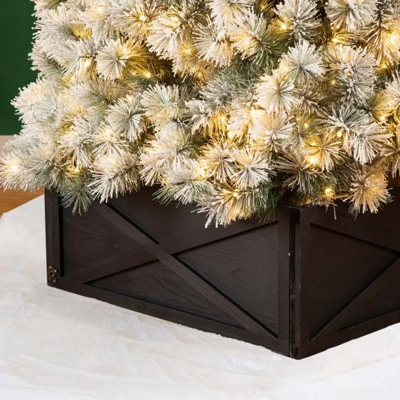 Glitzhome Glitzhome 32"L Black Wooden Tree Collar