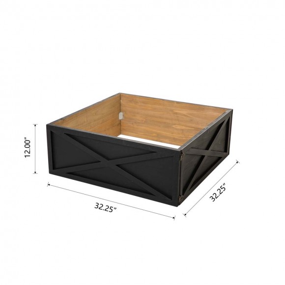 Glitzhome Glitzhome 32"L Black Wooden Tree Collar