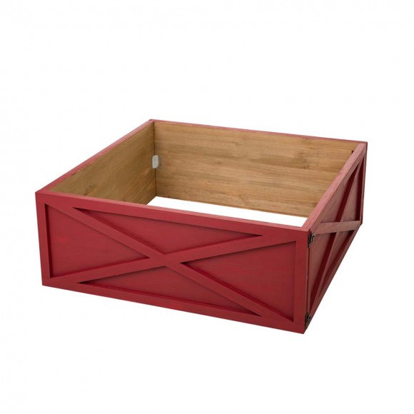 glitzhome Glitzhome 32"L Red Wooden Tree Collar