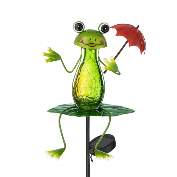 Glitzhome Glitzhome 39"H Solar Frog Yardstake (KD)