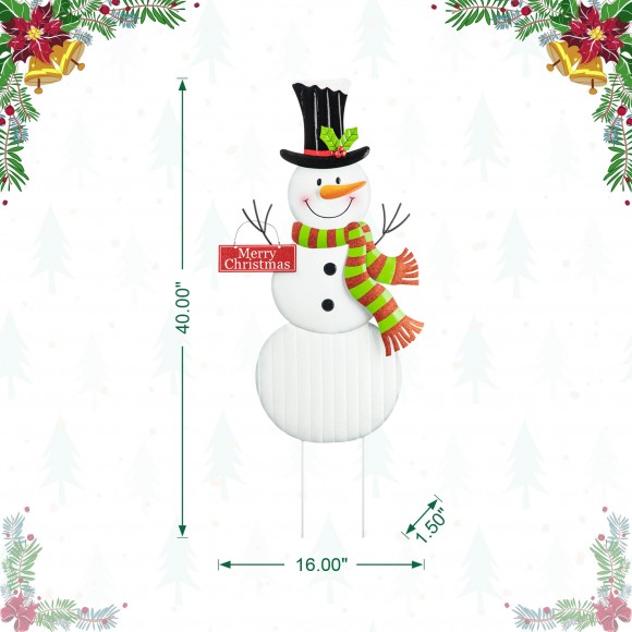 Glitzhome Glitzhome 40"H Metal Snowman Yard Stake