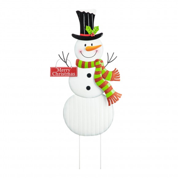 glitzhome Glitzhome 40"H Metal Snowman Yard Stake