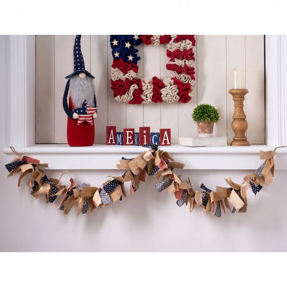 Glitzhome Glitzhome 72"L Americana Fabric Garland