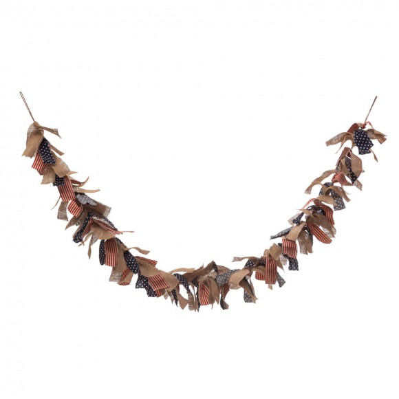 glitzhome Glitzhome 72"L Americana Fabric Garland