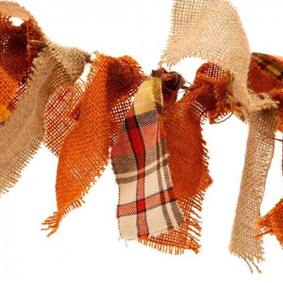 Glitzhome Glitzhome 72"L Fall Fabric Plaid Garland