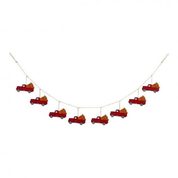 glitzhome Glitzhome 72"L Fall Metal Trucks Garland
