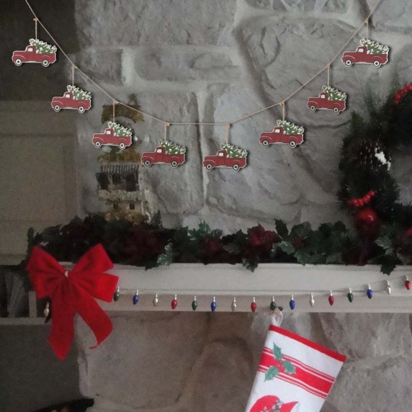 Glitzhome Glitzhome 72"L Metal Red Truck Garland
