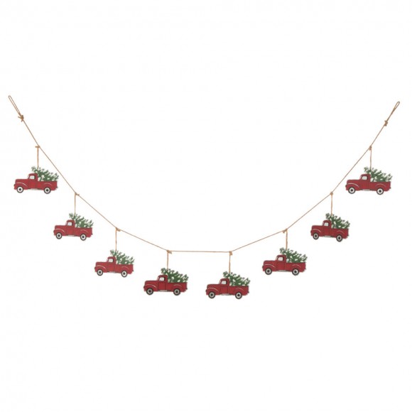 glitzhome Glitzhome 72"L Metal Red Truck Garland