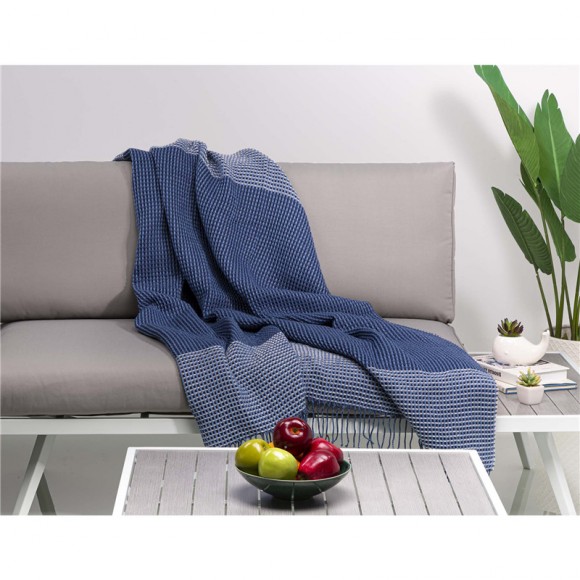 Glitzhome Glitzhome Indigo Acrylic Woven Throw