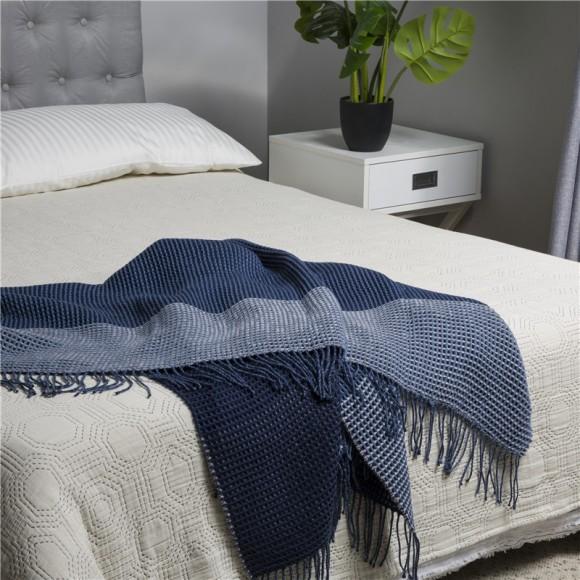 Glitzhome Glitzhome Indigo Acrylic Woven Throw