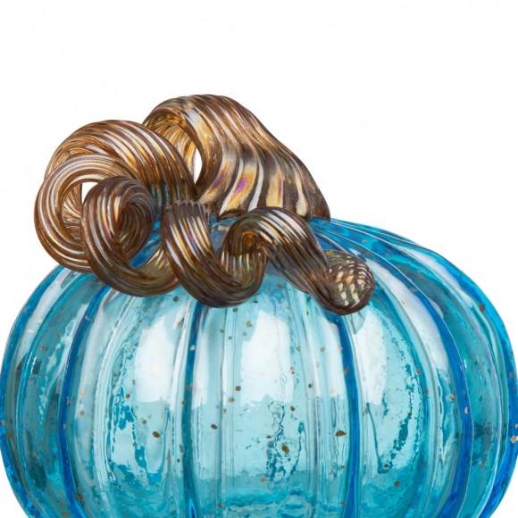 Glitzhome Glitzhome S/2 Blue Glass Pumpkin Decor