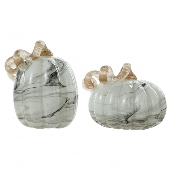Glitzhome Glitzhome S/2 Gray Marble Glass Pumpkin