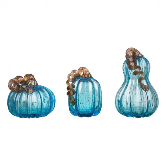 glitzhome Glitzhome S/3 Blue Glass Pumpkin