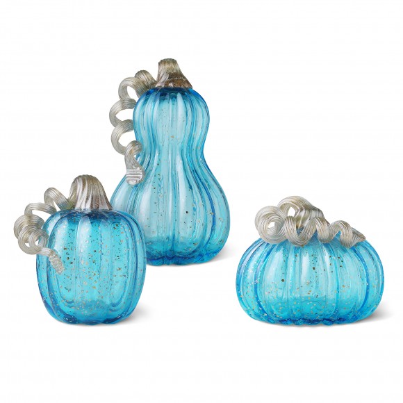 glitzhome Glitzhome S/3 Blue Glass Pumpkin