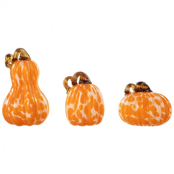 Glitzhome Glitzhome S/3 Orange Glass Pumpkin & Gourd