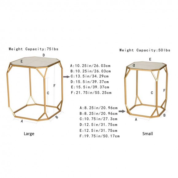 Glitzhome Glitzhome Gold Metal Nesting Side & End Accent Tables With Glass Top Set Of 2