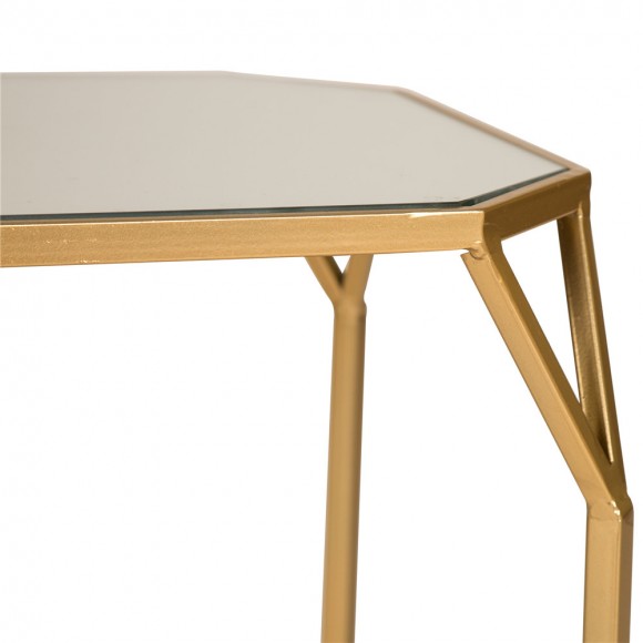 Glitzhome Glitzhome Gold Metal Nesting Side & End Accent Tables With Glass Top Set Of 2