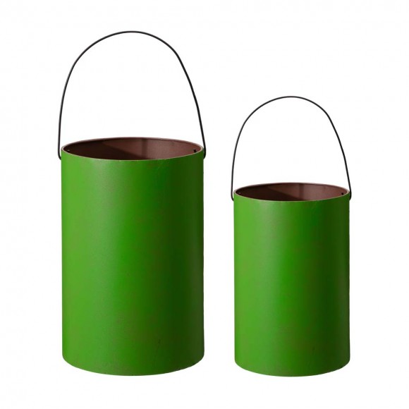 Glitzhome Glitzhome Green Halloween Metal Cutout Frankenstein Face Bucket Set Of 2