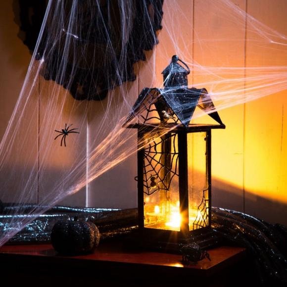 Glitzhome Glitzhome Halloween Iron/Glass Spider Hanging Lantern
