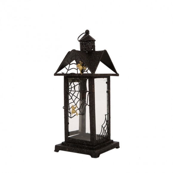 Glitzhome Glitzhome Halloween Iron/Glass Spider Hanging Lantern