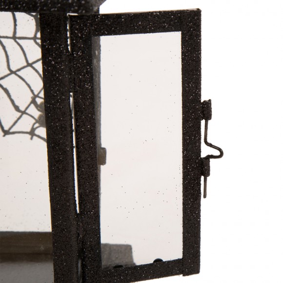 Glitzhome Glitzhome Halloween Iron/Glass Spider Hanging Lantern
