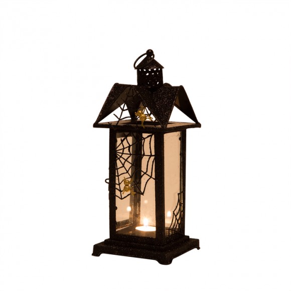 glitzhome Glitzhome Halloween Iron/Glass Spider Hanging Lantern