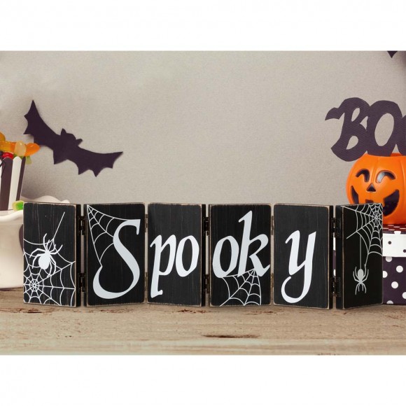Glitzhome Glitzhome Halloween Wooden Hinged Table Signs (Spooky And Wicked)