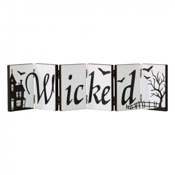glitzhome Glitzhome Halloween Wooden Hinged Table Signs (Spooky and Wicked)