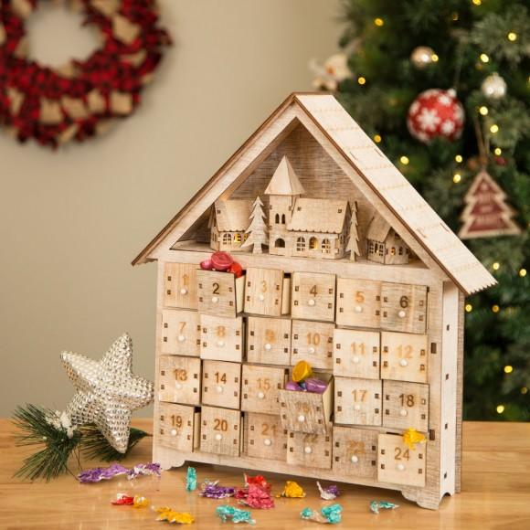 Glitzhome Glitzhome Handcrafted Wooden Christmas Countdown Advent Calendar With Drawer (Multi)