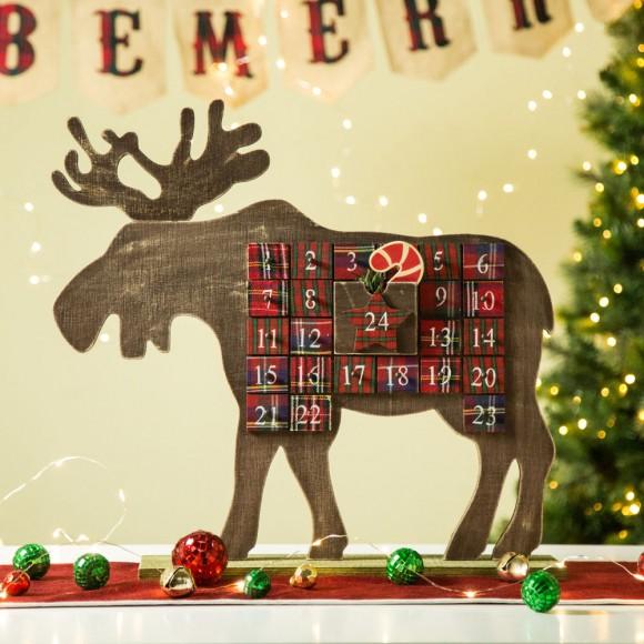 Glitzhome Glitzhome Handcrafted Wooden Christmas Countdown Calendar With Drawer (Reindeer)