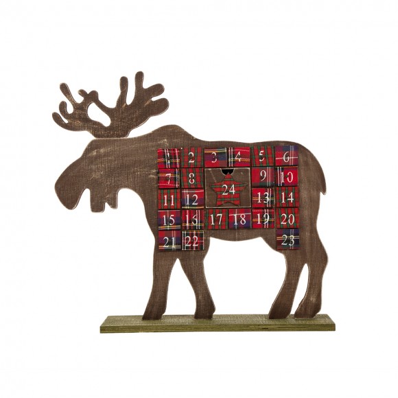 glitzhome Glitzhome Handcrafted Wooden Christmas Countdown Calendar With Drawer (Reindeer)
