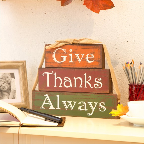 Glitzhome Glitzhome Handcrafted Wooden "Give Thanks" Block Set