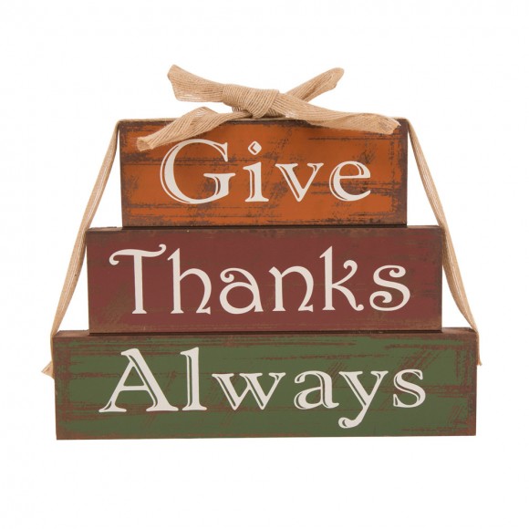 glitzhome Glitzhome Handcrafted Wooden "Give Thanks" Block Set