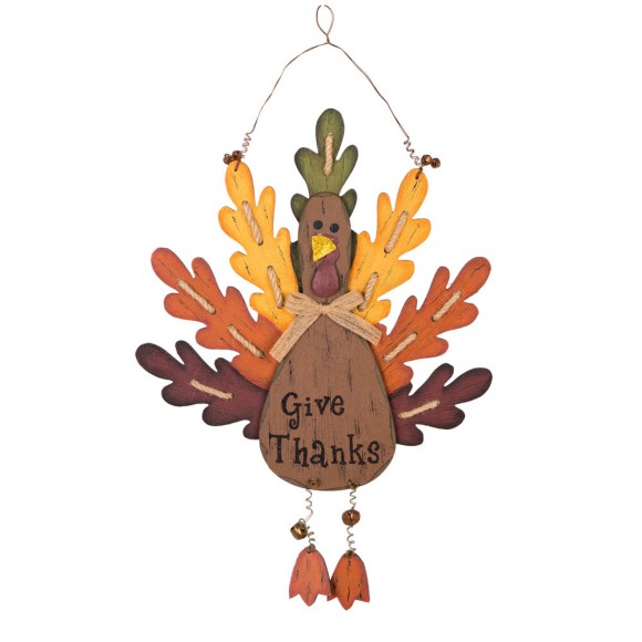 glitzhome Glitzhome Handcrafted Wooden "Give Thanks" Turkey Wall Hanging Decor